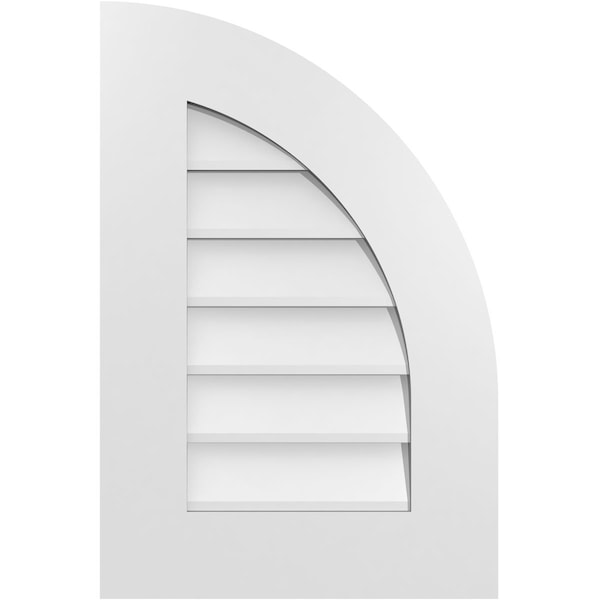 Ekena Millwork Quarter Round Top Right Surface Mount PVC Gable Vent w/ 3-1/2"W x 1"P Standard Frame, 16"W x 24"H GVPQR16X2401SN - main